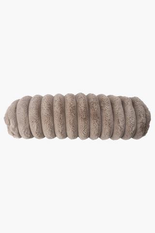 Faux Fur Ribbed Bolster Scatter Cushion, 18x60cm