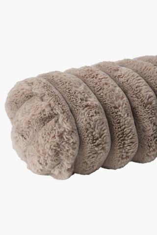 Faux Fur Ribbed Bolster Scatter Cushion, 18x60cm