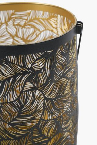 Punched Metal Leaf Lantern, 14.5x19cm