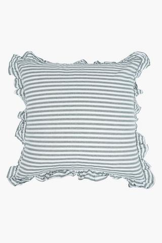Cotton Stripe Frill Scatter Cushion Cover, 60x60cm