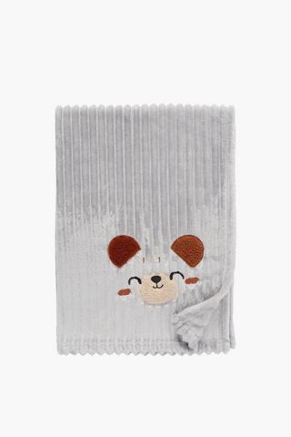 Ribbed Embroidered Teddy Blanket