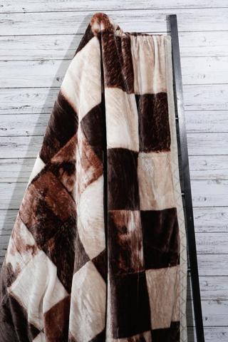 Mink Printed Nguni Patch Blanket, 200x300cm