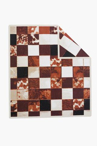 Mink Printed Nguni Patch Blanket, 200x300cm
