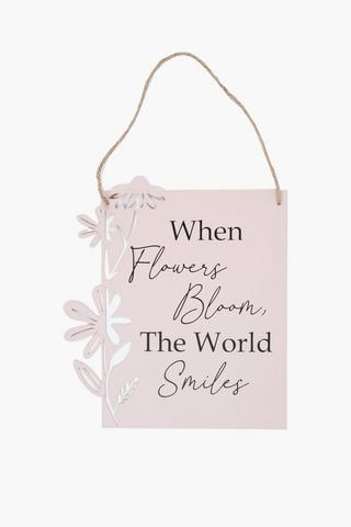 Metal Lazer Cut Flower Sign, 23.5x29.5cm