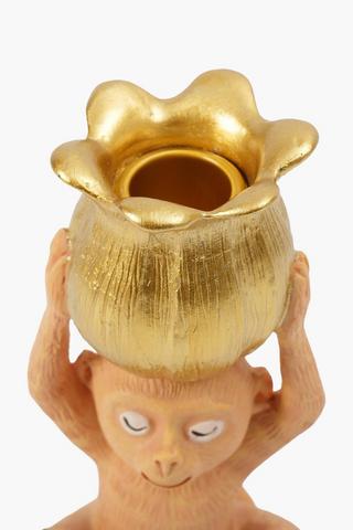 Monkey Water Lilly Candle Holder, 12x19cm