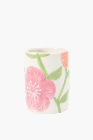 Ceramic Embossed Floral Bath Tumbler