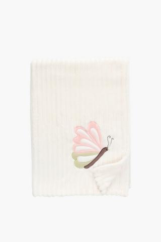 Ribbed Embroidered Butterfly Blanket