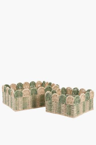 Paper Straw Scallop Utility Basket Small