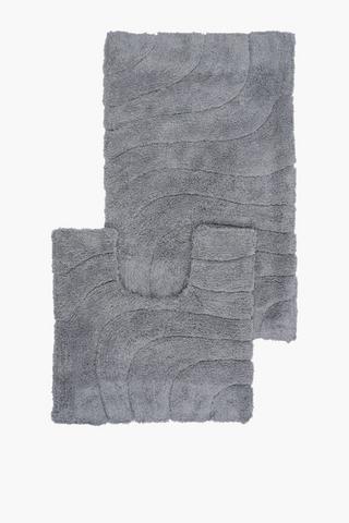 2 Piece Cotton Wavey Bath Mat Set