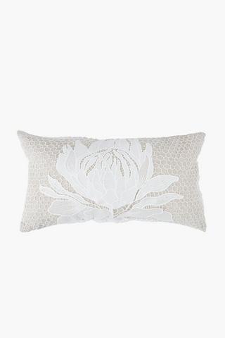Lace Detail Protea Scatter Cushion, 30x50cm