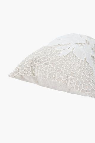 Lace Detail Protea Scatter Cushion, 30x50cm