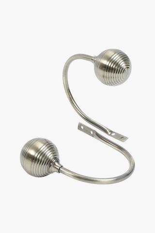 2 Pack Ribbed Antique Brass Curtain Holdbacks