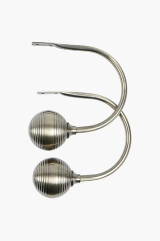 2 Pack Ribbed Antique Brass Curtain Holdbacks