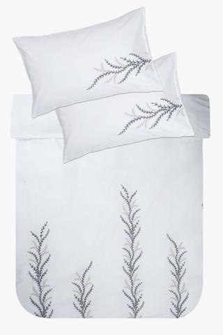 144 Thread Count Premium Embroidered Trailing Floral Duvet Cover Set