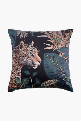 Extra Premium Printed Beads Leopard Feather Filled Scatter Cushion, 60x60cm