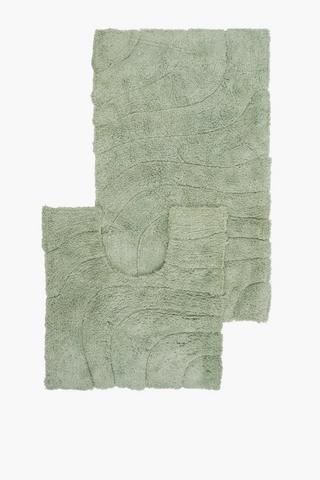 2 Piece Cotton Wavey Bath Mat Set