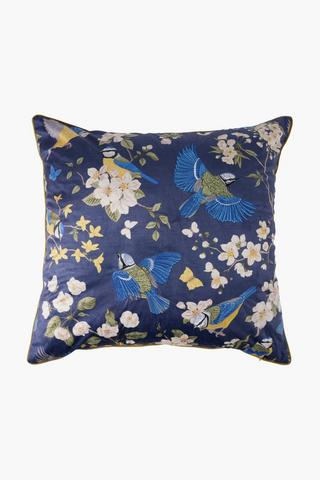 Extra Premium Embroidered Birds Feather Filled Scatter Cushion, 60x60cm