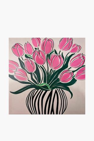 Printed Tulips Vase Canvas, 40x40cm