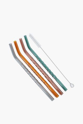5 Piece Glass Straw Set