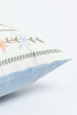 Embroidered Floral Lines Scatter Cushion, 30x50cm