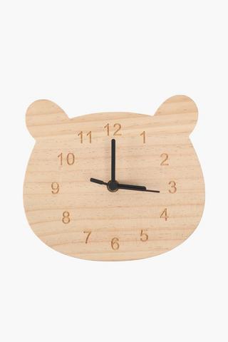 Wooden Teddy Clock