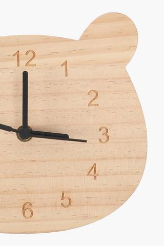 Wooden Teddy Clock