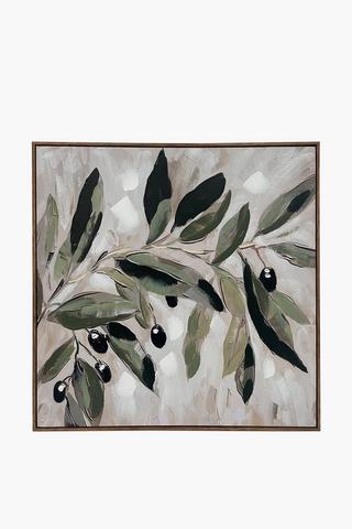 Hand Painted Olive Branch Canvas, 80x80cm