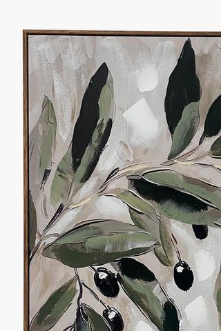 Hand Painted Olive Branch Canvas, 80x80cm