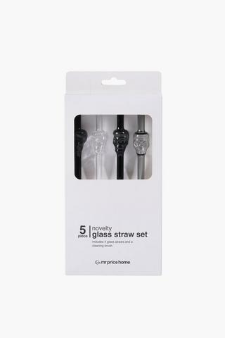 5 Piece Novelty Glass Straw Set