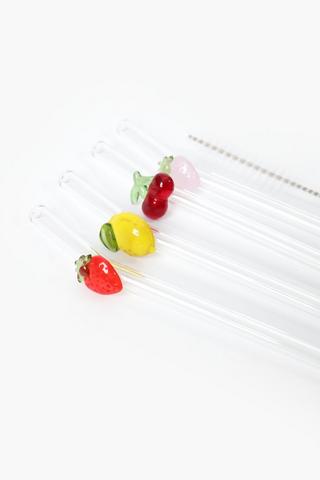 4 Piece Fruit Glass Straws