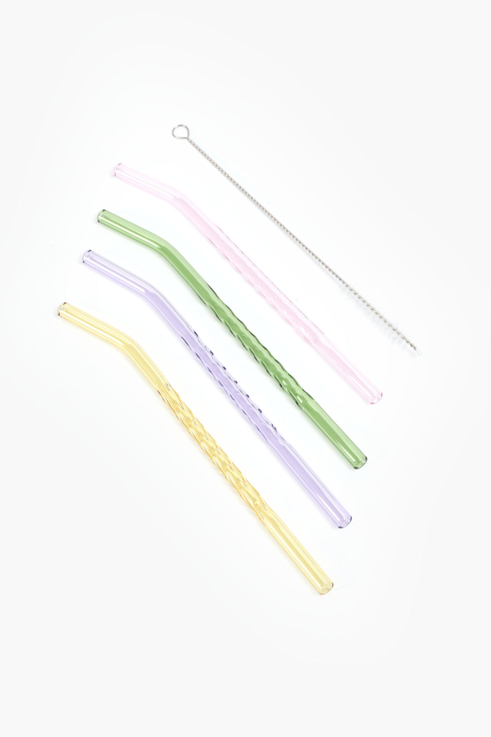 4 Pack Glass Straw Set