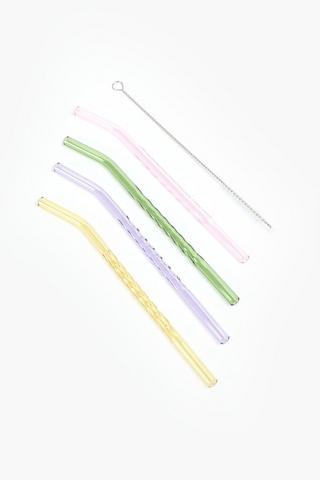 4 Pack Glass Straw Set
