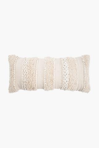 Premium Cotton Feather Filled Tufted Rustic Tassel Scatter Cushion, 30x80cm