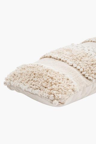 Premium Cotton Feather Filled Tufted Rustic Tassel Scatter Cushion, 30x80cm