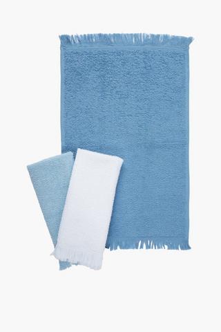 3 Pack Guest Towels With Fringe Detail