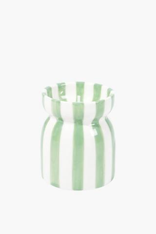 Stripe Ceramic Waxfill Candle, 8x12cm