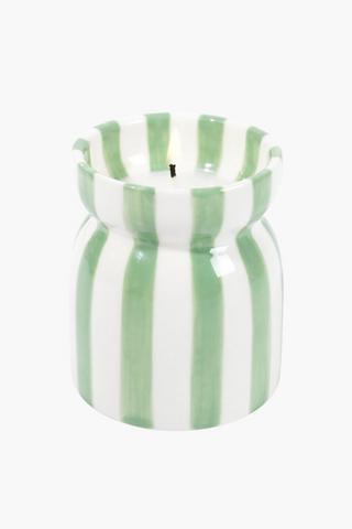 Stripe Ceramic Waxfill Candle, 8x12cm