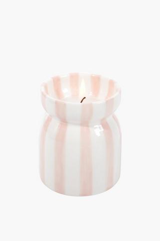 Stripe Ceramic Waxfill Candle, 8x12cm