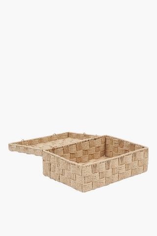 Paper Straw Checkered Storage Box Large