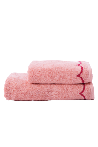 2 Pack Cotton Jacquard Scallop Hand And Bath Towel Set