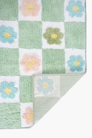 Tufted Floral Check Bath Mat