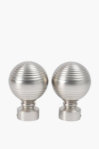 2 Pack Brushed Ribbed Finial, 25mm