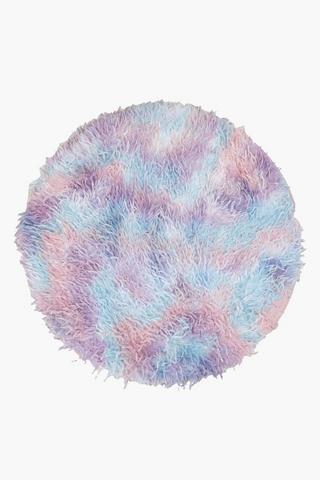 Faux Feather Cotton Ombre Round Rug, 90cm