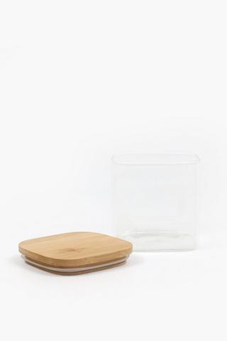 Glass Jar Bamboo Lid Sml