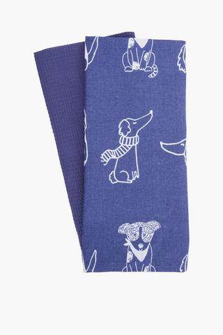 Pack Of 2 Cute Puppies Tea Towel Set