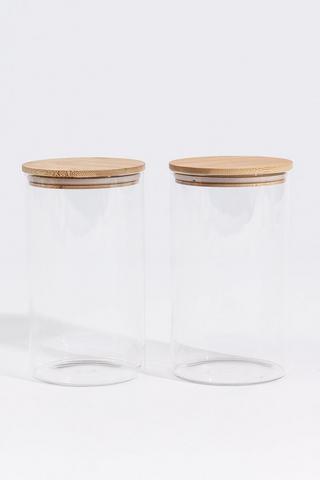 Glass Jar With Bamboo Lid Storage Set