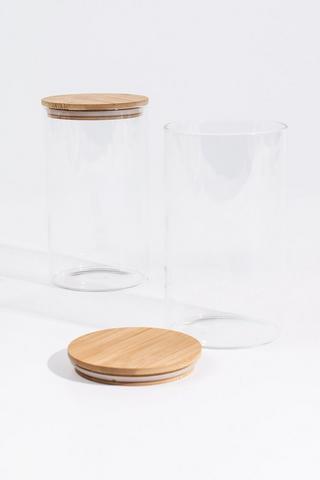 Glass Jar With Bamboo Lid Storage Set