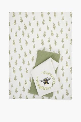 3 Pack Honeybee Tea Towel Set