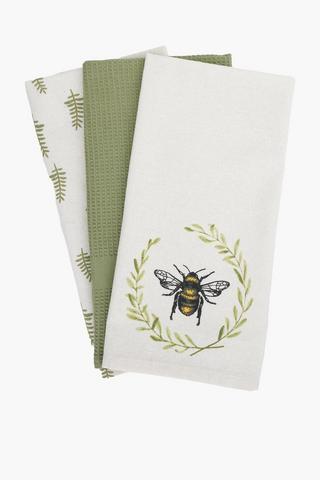 3 Pack Honeybee Tea Towel Set