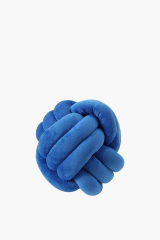 Velvet Cobalt Knotted Cushion, 28cm